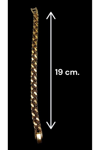 Işıltılı Dokulu Altın Kaplama Gurmet Zincir Bileklik - 19 Cm Takı Aksesuar Gold
