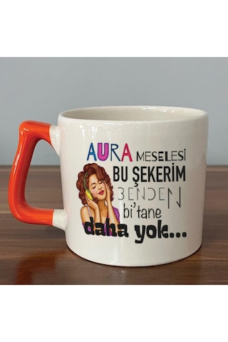 Aura Meselesi Bu Şekerim Baskılı Turuncu Kulplu D Kupa Aura Meselesi Bu Şekerim Baskılı Turuncu Kulplu D Kupa