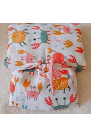 Organik 4'lü Müslin Bebek Panço, Örtü, Yastık, Mendil Takımı