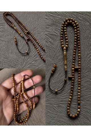 99'luk Orijinal Kuka Tesbih 5mm El Yapımı Kuka Namaz Tesbihi Doğal Tesbih 99 Taneli Açık Kahverengi