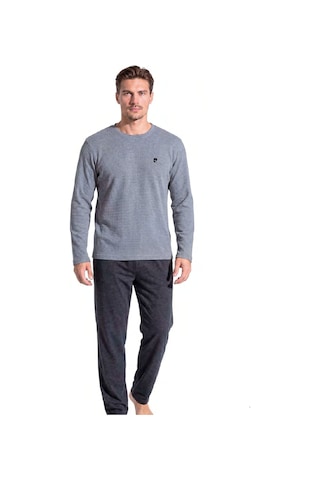 Pierre Cardin 6145 Erkek Uzun Kollu Bisiklet Yaka Pijama Takımı -gri