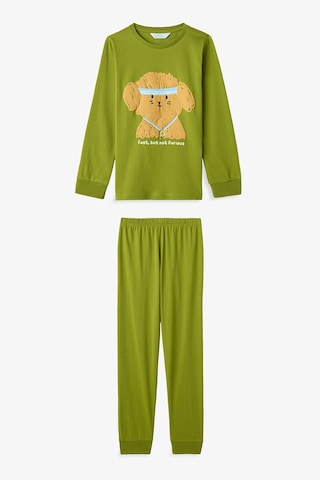Penti Yağ Yeşili Erkek Çocuk Runner Dog Uzun Kollu Pamuklu 2'li Pijama Takımı