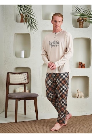Relax Mode Erkek Patlı Pijama Takım - 10800 Siyah Ekose