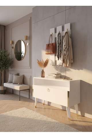 Resital Portmanto Vestiyer - Gp7004-1 - Beyaz Gold Beyaz