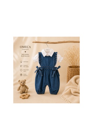 Omeca Concept Kız Bebek Denim Tulum Ve Gömlek Takımı Lacivert