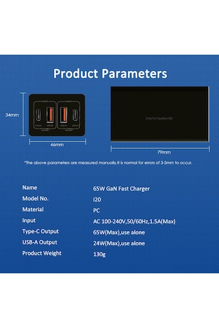 Wezone 65w Gallium Nitride Pd Şarj Aleti 4 Port 2xusb-c + 2xusb-a Siyah Avrupa Standartı Hızlı Çoklu Cihaz Şarjı