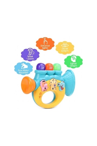 Renkli Mini Bebek Trompet Çalgı Aksesuarı - Aydınlatmalı Melodi Çalan, Hayvan Ses Efektli İnteraktif Müzik Aktivitesi 6 Ay+