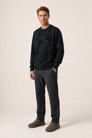 Redline Rummi Desenli Kışlık Yeni Sezon Erkek Regular Fit Sweatshirt Siyah