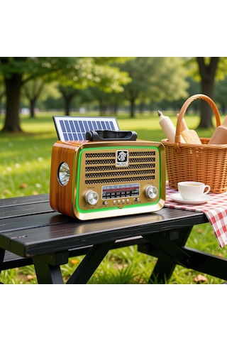 Rt-717 Nostaljik Güneş Panelli Trend Radyo,led Detay Bluetooth Nostalji Radyo