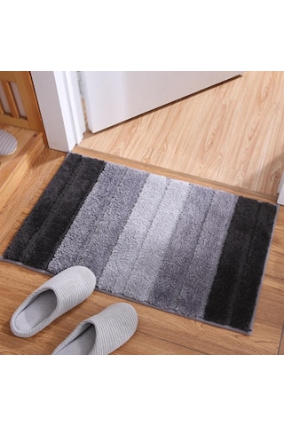 Gri Mengnı Kaymaz Banyo Paspası Zeminde Basit Çizgili Emici Halı Banyo Halı Paspaslar Mutfak Banyo Aksesuarları İçin 50cm 80cm Gri