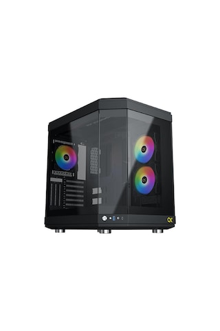 Xigmatek En41938 Cubı Siyah Type-c+3 Yön Temperli Cam 6x12cm Argb E-atx Gaming Oyuncu Kasa