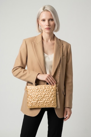 Gl-003 Yıldız Dikişli Kadın El Çantası Clutch Çanta Omuz Çantası Çapraz Çanta Pörtföy Çanta Platin PLATİN