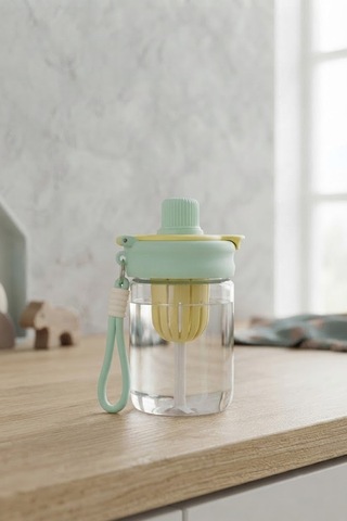 Askılı Pipetli Sızdırmaz Meyve Hazneli Suluk 600 Ml Yeşil