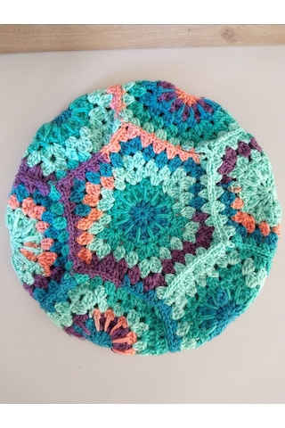 El Yapımı Ressam Beresi , Kadın Ressam Bere, Renkli Kadın Bereleri Mor - Yeşil