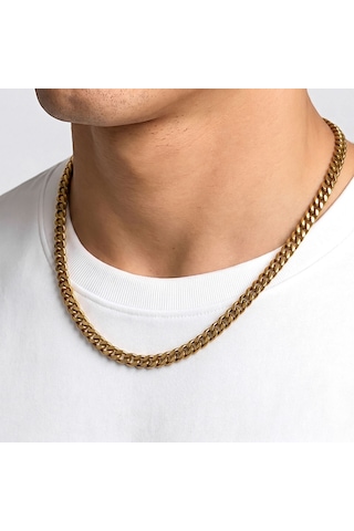 Premium Parlak Ve Şık Mariner Zincir Erkek 316l Çelik Kolye 6x2mm 55cm 3183eck037 - Gold Renk Altın