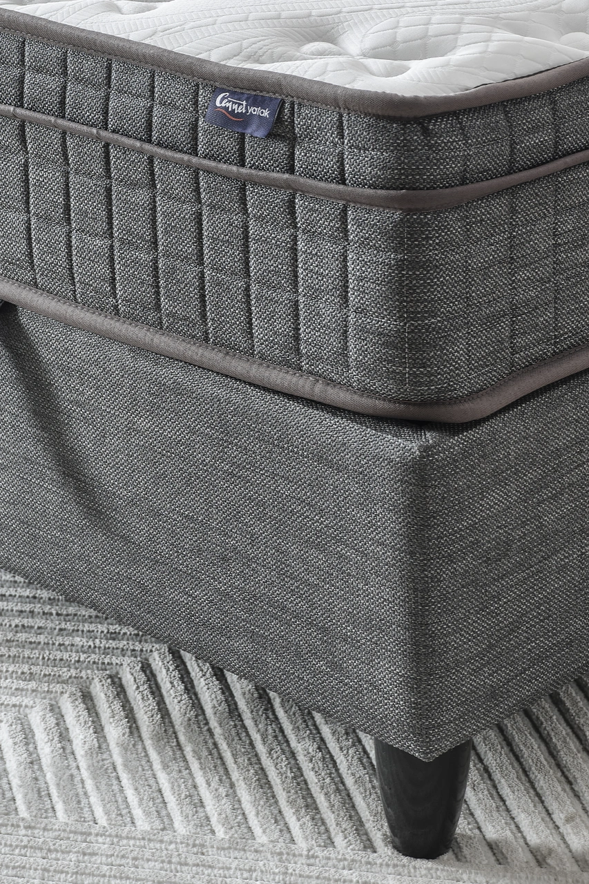 Melisa Tek Kişilik Full Ortopedik Visco Yatak Antibakteriyel Ve Paket Yaylı Sistem Antrasit