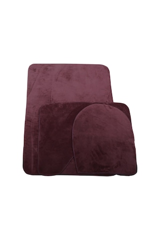 Bonny Home Unicolor Düz Mürdüm 3lü Banyo Paspası Halısı Seti Kaymaz Mürdüm