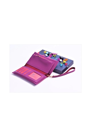 Ozka Leather Collection Mor Damla Model Trend Kadın Cüzdanı + Anahtarlık