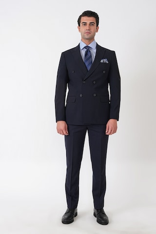 Efor Slim Fit Esnek %97 Yünlü Düz Lacivert Kruvaze Takım Elbise Tk 956