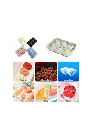 Geeroyoo Morandi 3'lü Set Silikon Buz Kalıbı 6'lı Gül Desenli, Kapaklı, Yiyecek Dereceli, Ev Ve Parti İçin Pratik Buz Hazırlama Aleti Çok Renkli