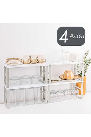 Porsima ORG-02 4lü Raf Düzenleyici - Dolap İçi Düzenleyici Raf Beyaz