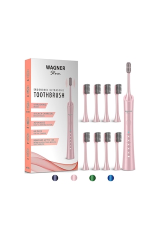 Wagner Stern Ultrasonik Beyazlatma 8 Fırça Başlıklı Diş Fırçası - Pembe