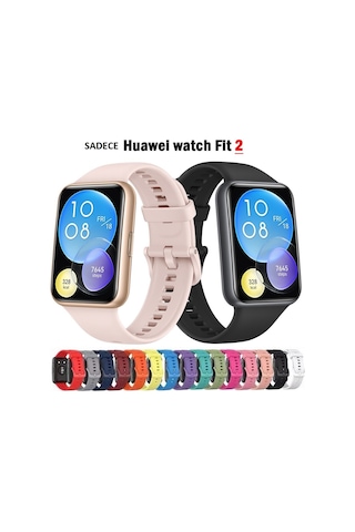 Huawei Uyumlu Watch Fit 2 Kordon Silikon Bileklik Kopçaklı Kordon
