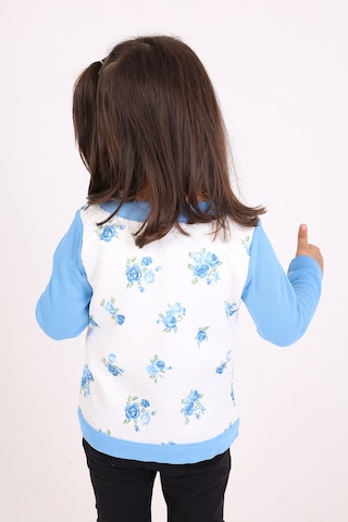 Toontoy Kids Toontoy Kız Bebek Hırka Çiçek Baskılı Mavi