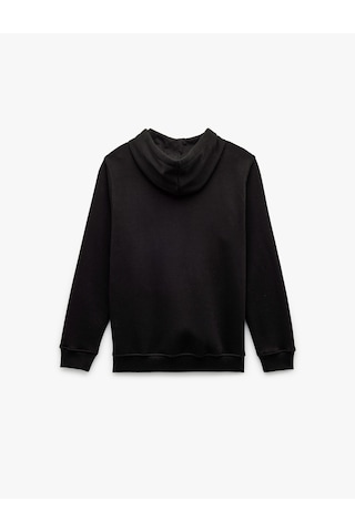 Koton Uzun Kollu Şardonlu Fermuarlı Kanguru Cepli Sweatshirt Siyah 6wam70018mk Siyah