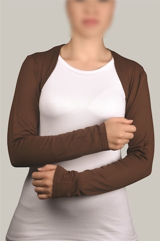 Altobeh Uzun Kollu Kadın Tesettür İçe Giyilen Bolero - Çikolata Çok Renkli