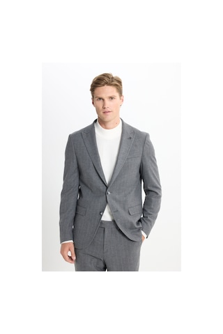 AC&Co / Altınyıldız Classics Erkek Koyu Grı Slim Fit Dar Kesim Kırlangıç Yaka Çizgili Kapak Cepli Esnek Takım Elbise Koyu Gri