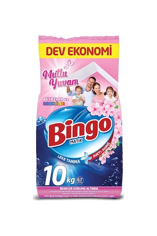 Bingo Matik Mutlu Yuvam Renkliler ve Beyazlar Toz Çamaşır Deterjanı Dev Ekonomi Paketi 10 KG