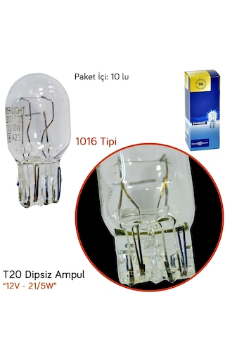 12v T20 Ampul Büyük 1016 Dipsiz 21/5w