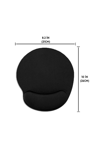 Tiger Track Siyah Bilek Destekli Ergonomik - Kaymaz Taban Mouse Pad 21 Cm 26 Cm