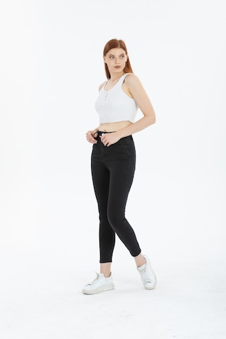Tref Jns Snow Açık Kar Mavi Yüksek Bel Toparlayıcı Dar Paça Skinny Power Likralı Kot Pantalon Açık Mavi