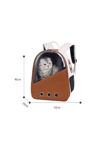 Pu Pet Çanta Kediler Ve Köpekler Gezi Taşıma Kapsül Çift Omuz Sırt Çantaları Model 1 Bej