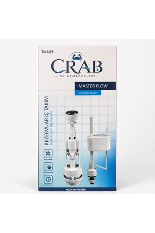 Crab Standart Basmalı Rezervuar Sifon İç Takımı Evrensel Uyumlu Kolay Montaj Beyaz