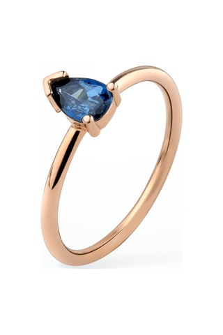 14 Ayar Altın Kaplama Kişiselleştirilebilir Doğum Taşı Damla Taşlı Yüzük - Rs00106 Altın