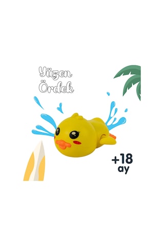 Yüzen Ördek Kurmalı Bebek Banyo Su Oyuncağı 15 Cm 18 Ay+