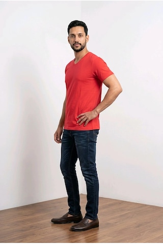 Biçomi Premium Comfort Modern Fit V-yaka Tişört Kırmızı