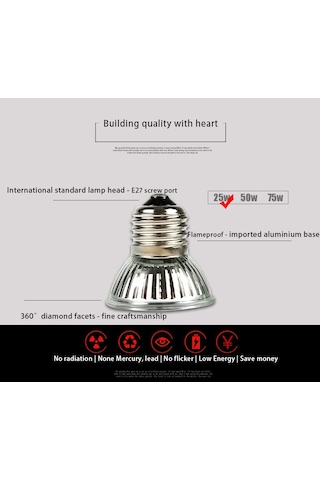 Lichen Sürüngen Isıtma Lambası, 25w E27 Uva+uvb Isıtma Lambası