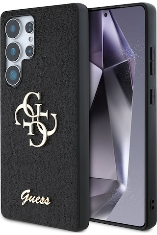 Galaxy Uyumlu S25 Ultra Kılıf Guess Lisanslı 4g Büyük Metal Logolu Glitter Kapak Siyah