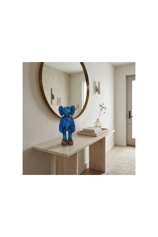 Kaw Tarzı Mavi X Gözlü El Boyaması Dekoratif Figür Heykel 26 Cm