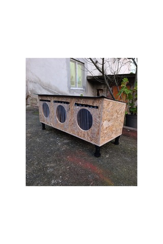 Kedi Evi Kedi Yuvası Özel Üretim Sokak Kedileri İçin 90x40x40 Cm 3 Bölmeli Şilte Çatılı Yalıtımlı