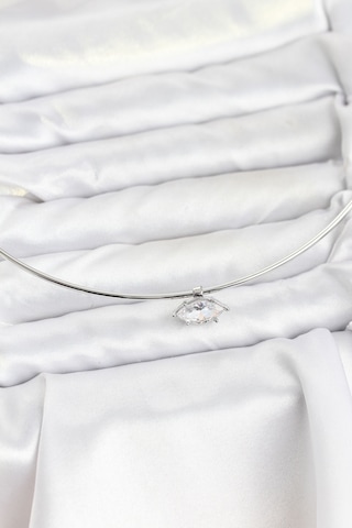 Pirinç Gümüş Renk Choker Model Zirkon Taşlı Kadın Kolye - Özel Seri Bzsurn012026
