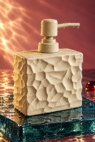 Rosıe Kum Beji Taş Dokulu Dikdörtgen Seramik Sıvı Sabunluk 450 Ml Karışık