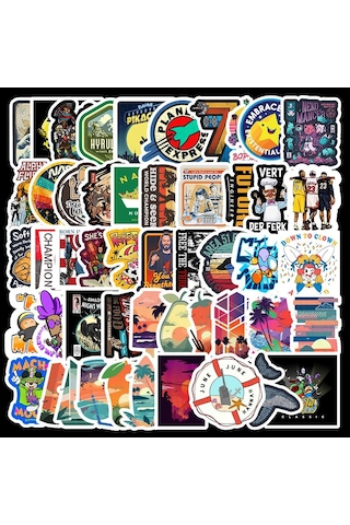 Cajuart 50 Adet Tekrarsız Seyahat Macera Pvc Sticker 06