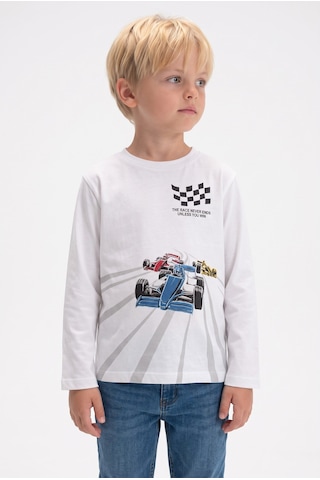 Minipomes Erkek Çocuk Racer Penye Sweatshirt Beyaz