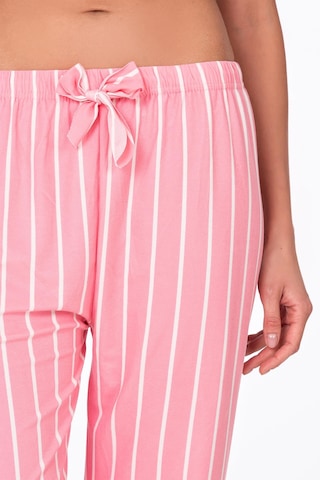 Kompedan Kadın Süet Pembe Çizgili Pijama Tek Alt Desen 14