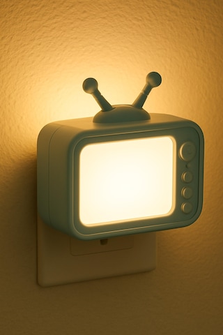 Gece Lambası Eski Tv Tip 2 Mod Sarı-beyaz Işık Tuşlu Koridor Hol Işığı Uyuma Işığı Turkuaz Gc04 Mavi